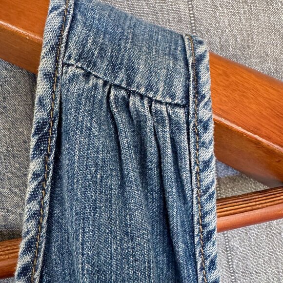 Lauren Ralph Lauren Cotton Denim Triple Ruffle Hem True  Wrap Midi Dress Size 10 - Picture 3 of 14